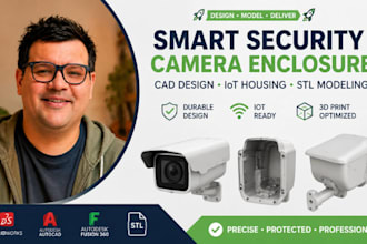 smart security camera enclosure cad, iot housing stl modeling pro