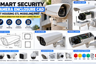design effective smart security camera cad, iot housing, stl model