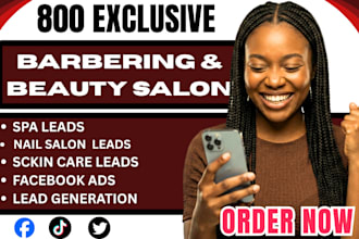 exclusive 800 barbering salon leads, beauty salon,spa leads via facebook ads