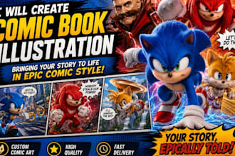 do amazing comic book illustration for superhero comic art, strip comic artist