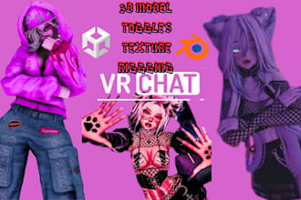 do custom vrc avatar vr character 3d anime model  3d avatar commission for you