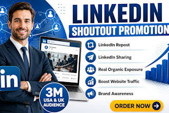 shoutout repost share your content or post link with 3m USA UK linkedin audience