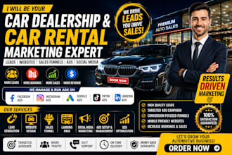 do car dealership leads car rental website sales funnel landing page and SMM