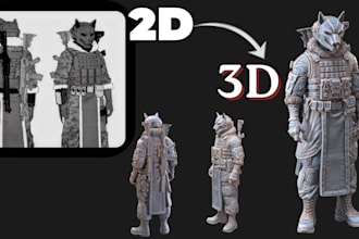 convert 2d art or sketch to 3d character model for game 3d print vtuber vrchat