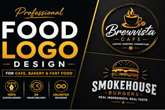 design professional food logo for cafe, bakery and fast food business