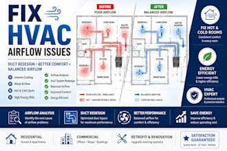 fix hvac airflow issues and redesign duct system for better performance