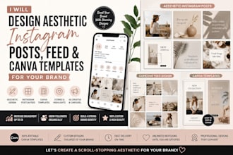 design aesthetic instagram posts, feed and canva templates for your brand