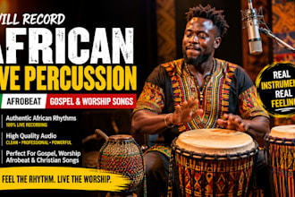 record authentic african live percussion for afrobeat gospel and worship