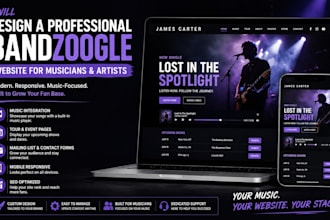 design a professional bandzoogle website for musicians and artists