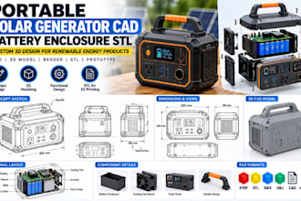 design portable solar generator cad, battery enclosure, stl
