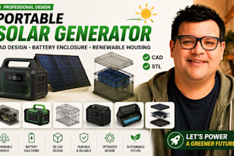 portable solar generator cad, battery enclosure stl, renewable housing pro