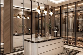 renew 3d luxury walk in closet, fashion store,dressing room,glass cabinet render