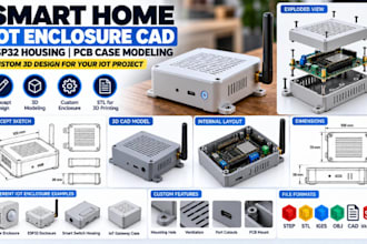 design smart home iot enclosure cad, esp32 housing, stl