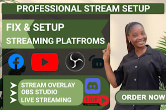 fix obs studio and set up streamlabs, vmix for twitch, youtube and kick