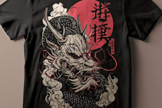 design a japanese t shirt illustration