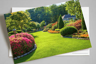 design awesome lawn care or landscape postcard, flyer, eddm