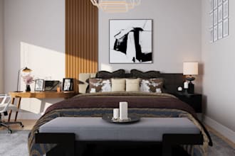 design and render modern living rooms and bedrooms