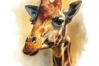 create realistic animal illustration with watercolor style