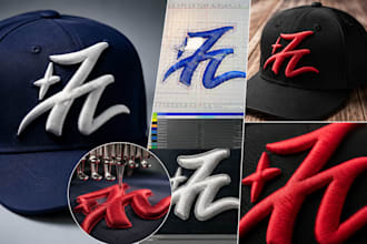 do 3d puff embroidery digitizing for cap logo dst pes hat embroidery file design