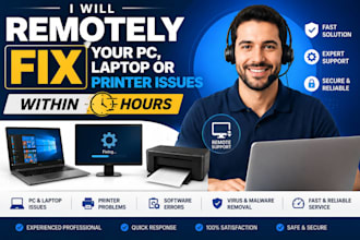 remotely fix your PC, laptop or printer issues within hours