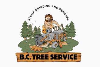 make vector cartoon stump grinding logo