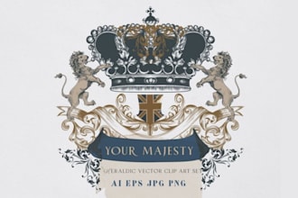 do custom heraldic, shield, family crest logo,