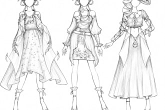 create custom dress design illustrations and fashion sketches