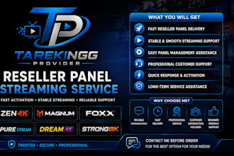 deliver reseller panel with zen4k, magnium, foxx, pure stream, dream4k, strong8k