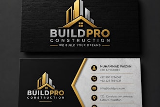 create construction company card for your construction business