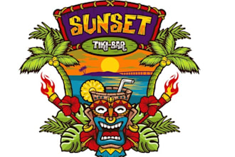 make custom beach tiki bar logo
