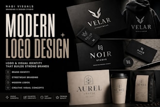 design a modern logo, brand identity and visual concept