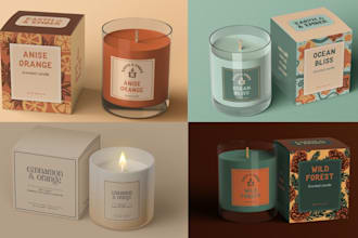 do candle label and product label design and candle box design