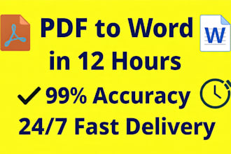 do fast typing PDF to word and data entry in 12 hours