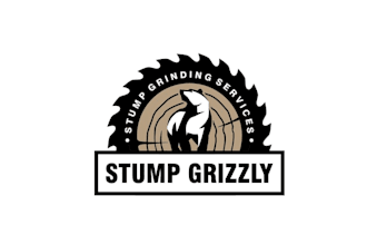 do grizzly bear tree stump logo for a stump grinding service