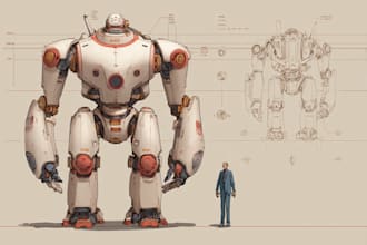 design robots of futuristic mecha for you