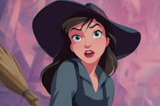 draw cartoon portrait in disney cartoon illustration