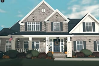 build aesthetic bloxburg house exterior design or landscaping on roblox bloxburg
