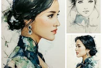 create hand painted watercolor art and portraits