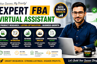 be your expert amazon fba virtual assistant for product research and listing