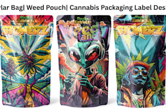 design mylar bag pouch, weed packaging and cannabis label and cbd product labels