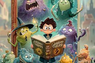 design creative cartoon book covers and character artwork
