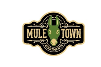 make amazing old world style logo for mule town apartments