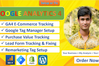 setup ga4 and GTM tracking,form submit, purchase,button click