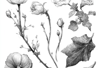do botanical illustration of flower illustration logo