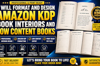 format and design amazon KDP book interiors and low content books