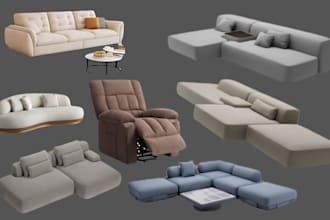 create low li full perm 3d furniture mesh set for 3d second life and imvu