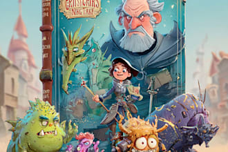 design a cartoon book cover art