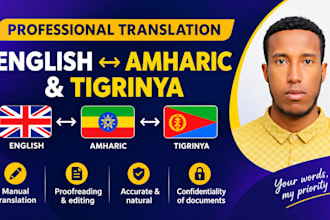 manually translate between tigrinya, amharic, and english