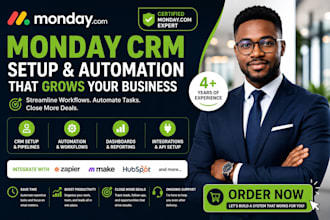 set up monday crm, automation workflows and dashboards for your business
