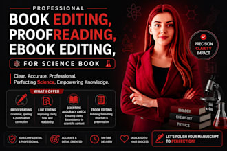 book editing, proofreading, format, ebook editing, for science book